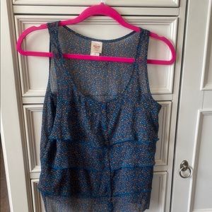 Mossimo Supply Co. Blue Ruffled Sleeveless Tank Top